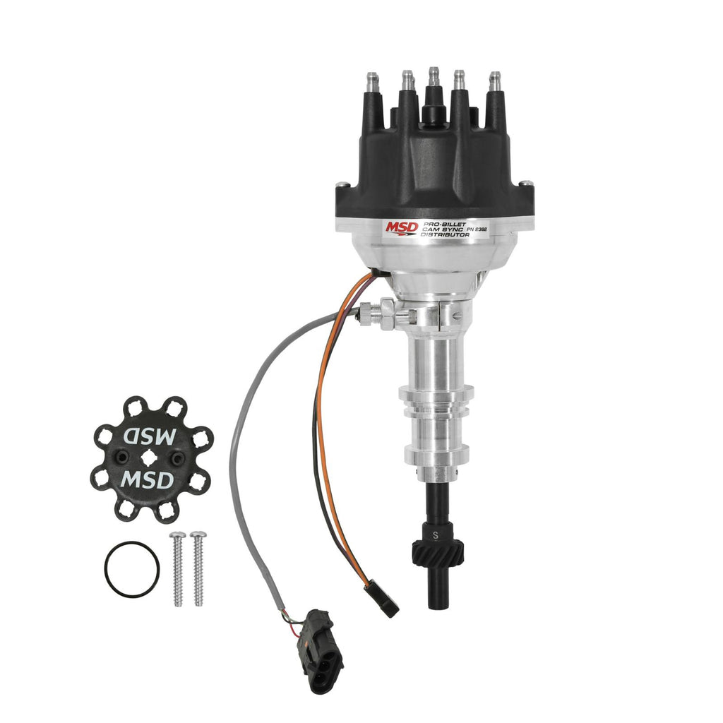 Pro-Billet Cam Sync Distributor, Ford 351W, Steel Gear Hall-Effect Sync Pickup And Includes A Steel Gear. Must Be Used With An MSD 6, 7 Or 8-Series Ignition MSD Ignition
