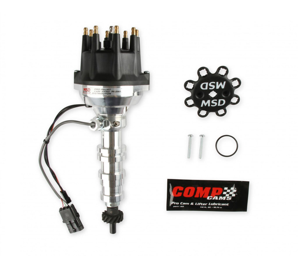Pro-Billet Cam Sync Distributor, Ford Fe, Steel Gear Hall-Effect Sync Pickup And Includes A Steel Gear. Must Be Used With An MSD 6, 7 Or 8-Series Ignition MSD Ignition