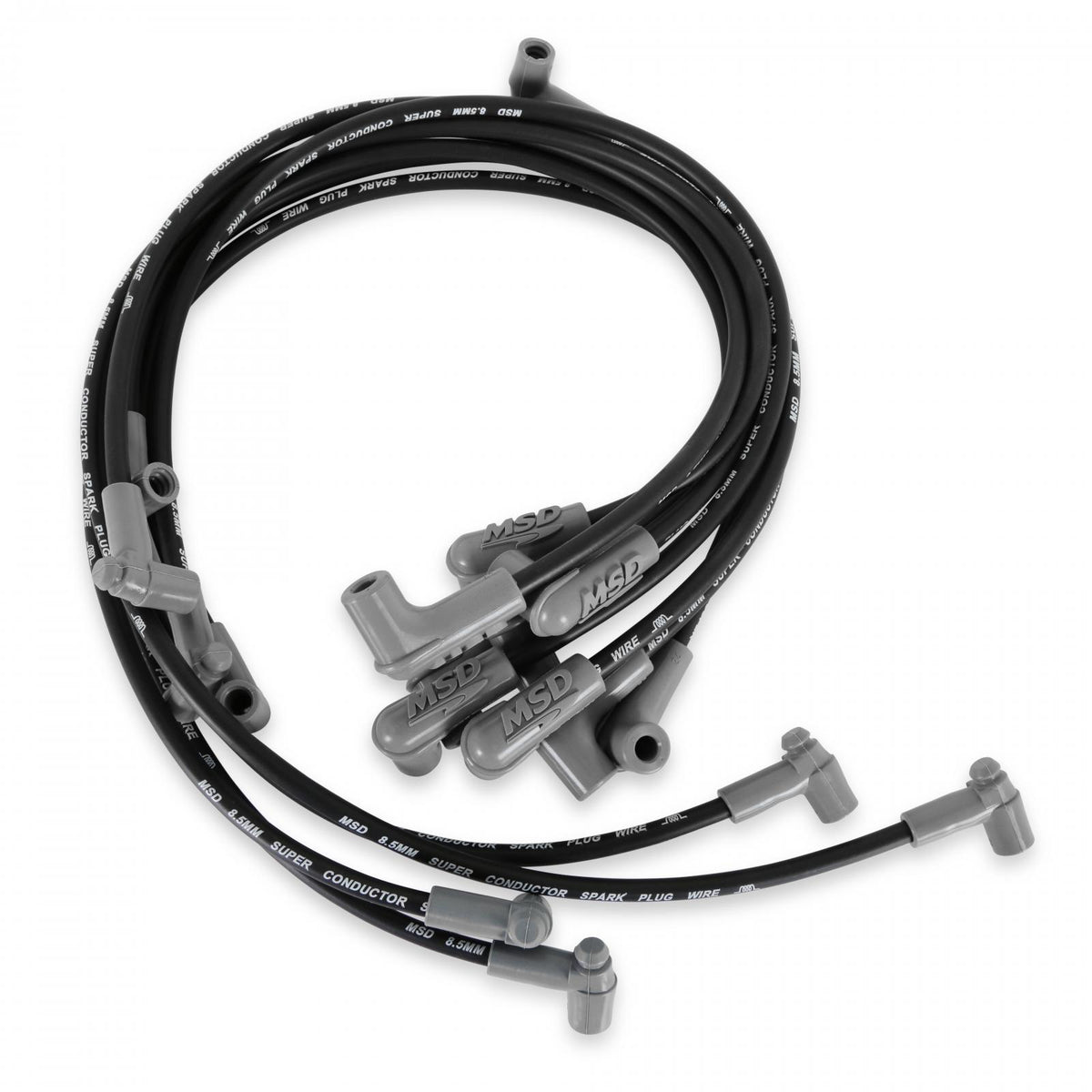 8.5Mm Super Conductor Wire Set For Sbc Sprintcar, Close Fit, In Black Features A Helically-Wound Copper Alloy Conductor Which Has Only 40 50 Ohms Of Resistance Per Foot MSD Ignition