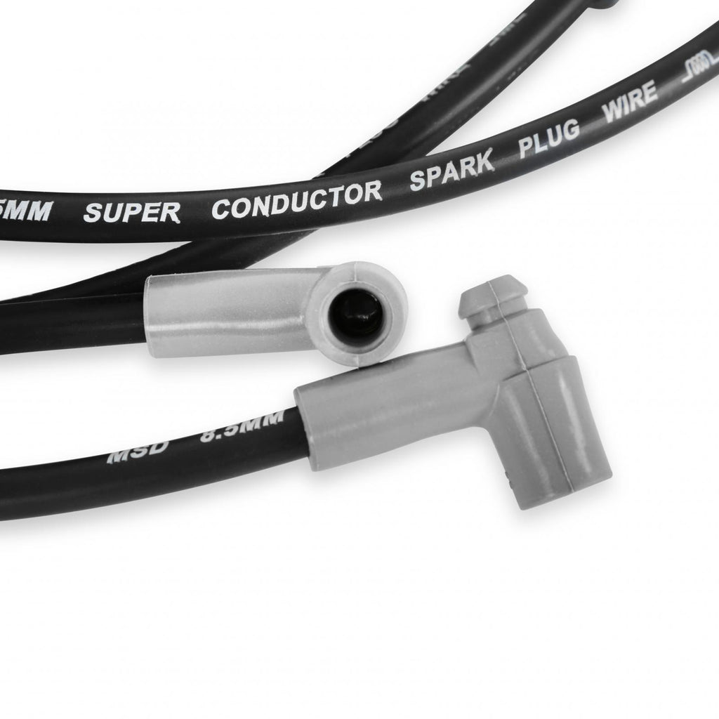 8.5Mm Super Conductor Wire Set For Sbc Sprintcar, Close Fit, In Black Features A Helically-Wound Copper Alloy Conductor Which Has Only 40 50 Ohms Of Resistance Per Foot MSD Ignition