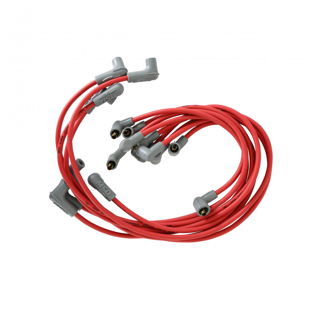 Super Conductor Spark Plug Wire Set ,Small Block Chevy, Socket Dist. Cap For Use On Chevy Small Block, Socket, Red Jacket MSD Ignition