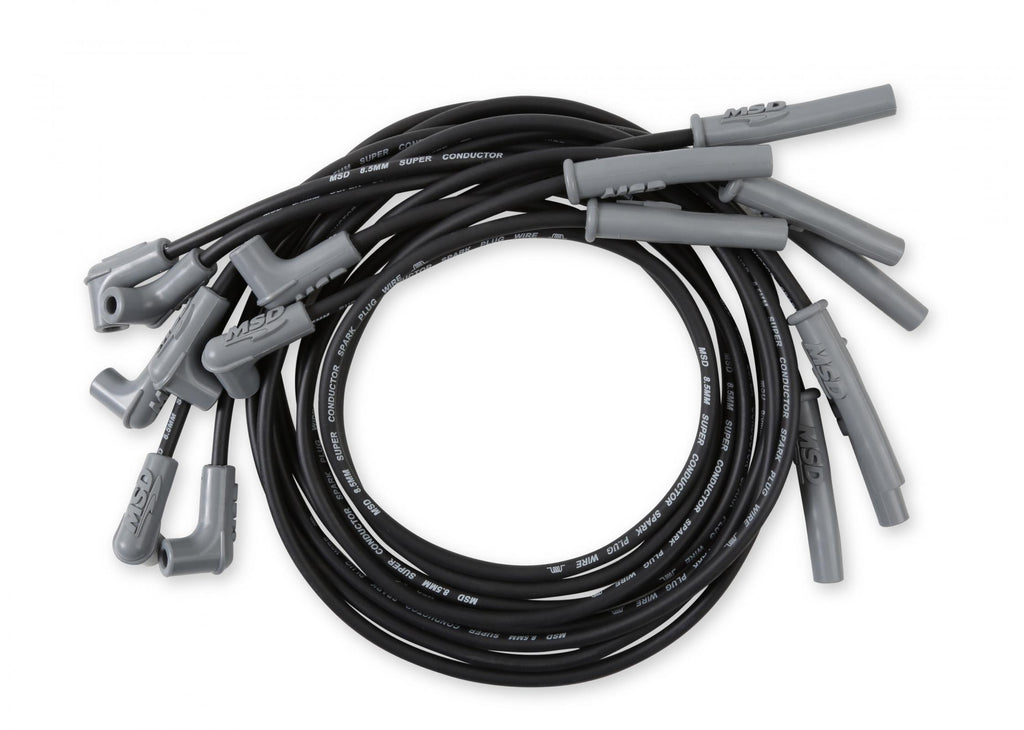 Universal Super Conductor Spark Plug Wire Set LS Engines For GM Gen-Iii Engines Such As The LS1, 3, Or 6, These Wires Are Perfect When You Relocate The Coils. Both 90 Degree And Multi-Angle Boots Are Pre-Crimped MSD Ignition