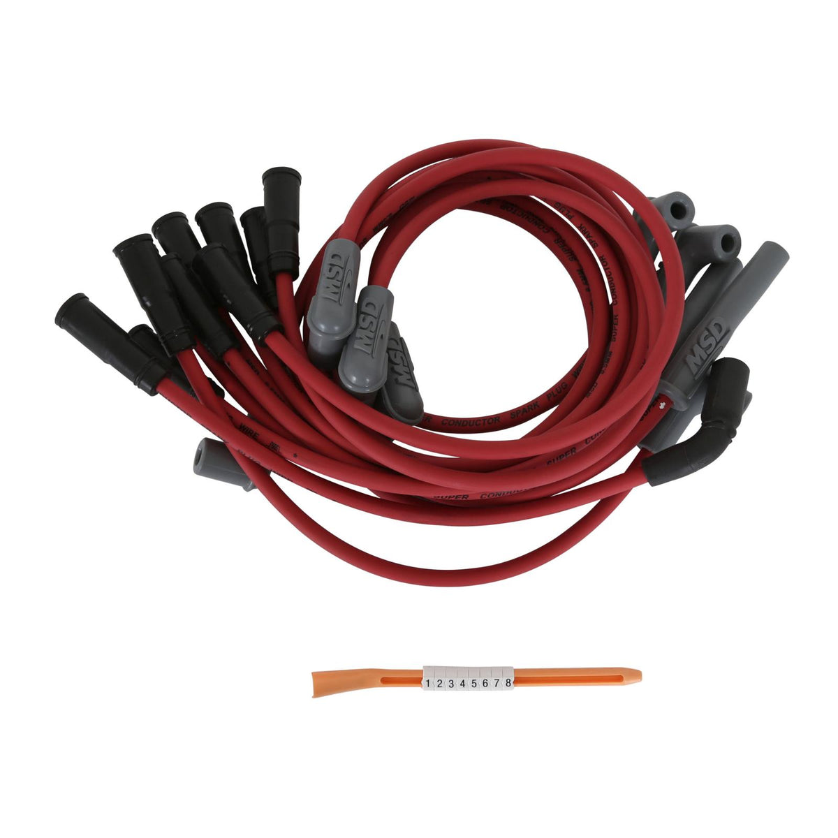 Super Conductor Spark Plug Wire Set Chevy Corvette, Lt1, V8, 92-97 For Use On Chevy Corvette, Lt1, V8, '92-'97, Red Jacket MSD Ignition