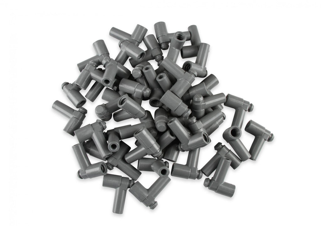 Boots, 90 Degree Nipple, GM Hei, 50Ea Spark Plug Boots, 90 Degree With GM Hei Nipple, Gray Silicone, 50Ea MSD Ignition