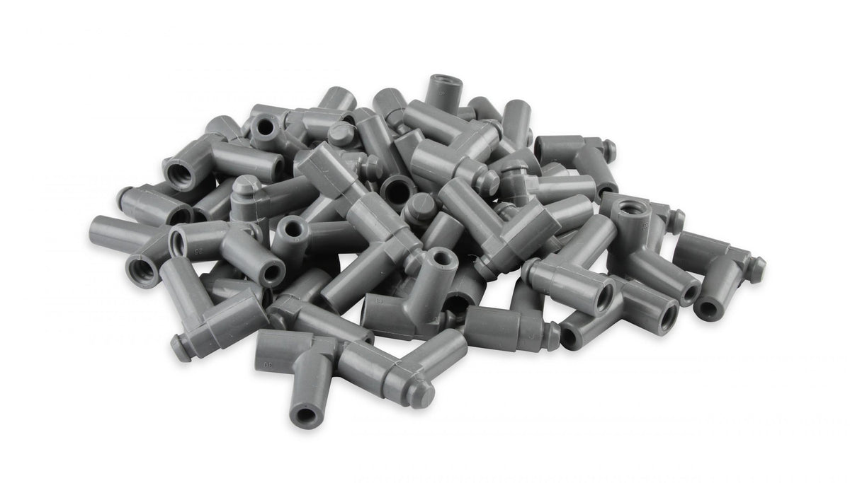 Boots, 90 Degree Nipple, GM Hei, 50Ea Spark Plug Boots, 90 Degree With GM Hei Nipple, Gray Silicone, 50Ea MSD Ignition