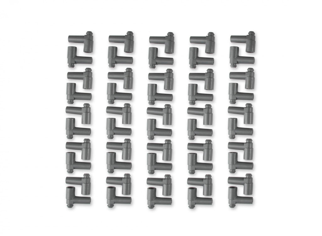 Boots, 90 Degree Nipple, GM Hei, 50Ea Spark Plug Boots, 90 Degree With GM Hei Nipple, Gray Silicone, 50Ea MSD Ignition