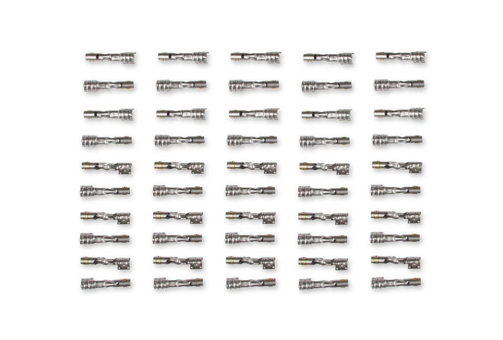 Terminals, Spark Plug Wire Straight/Multi-Angle Qty 50 Spark Plug Terminals, Straight Dual Crimp, Multi-Angle, Stainless Steel Qty 50 MSD Ignition
