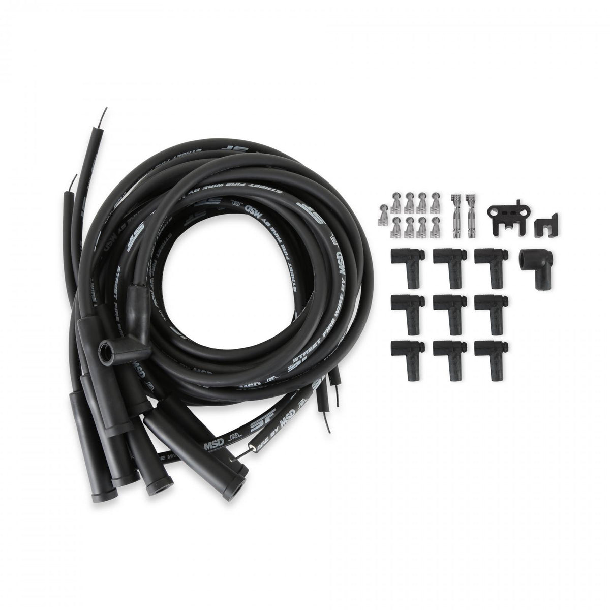 Street-Fire Wire Set Multi-Angl Plug, Hei, Univ The Terminals Are Covered In Black Boots That Protect The Conductor From Engine Heat To Ensure Spark Delivery MSD Ignition