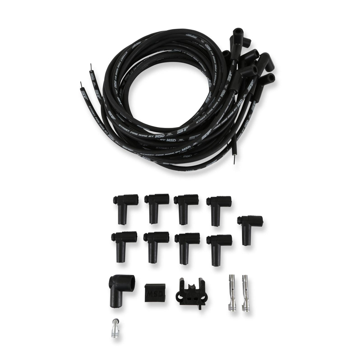 Street-Fire Wire Set 8 Cyl, Hei/ 90 Degree, Universal The Terminals Are Covered In Black Boots That Protect The Conductor From Engine Heat To Ensure Spark Delivery MSD Ignition