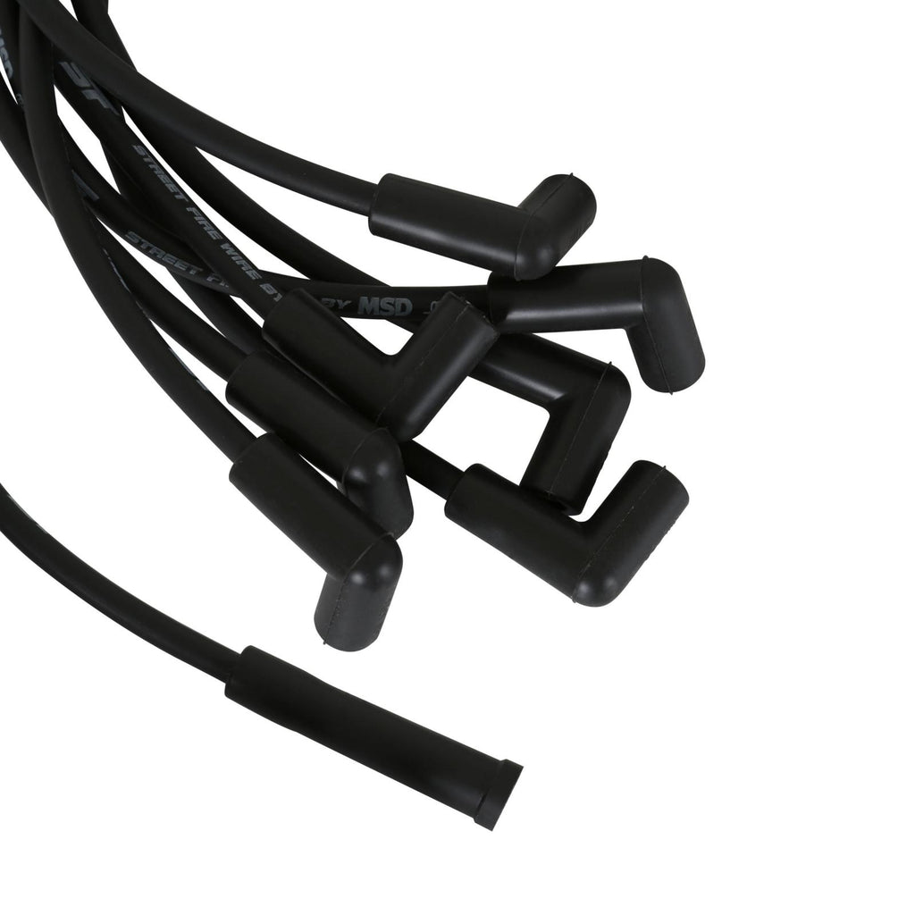 Street-Fire Wire Set '84-'91, Corvette, 350Tpi The Terminals Are Covered In Black Boots That Protect The Conductor From Engine Heat To Ensure Spark Delivery MSD Ignition
