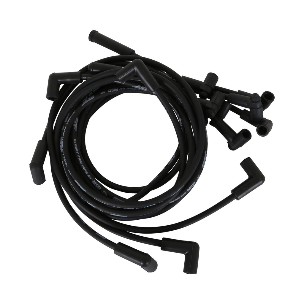 Street-Fire Wire Set '84-'91, Corvette, 350Tpi The Terminals Are Covered In Black Boots That Protect The Conductor From Engine Heat To Ensure Spark Delivery MSD Ignition