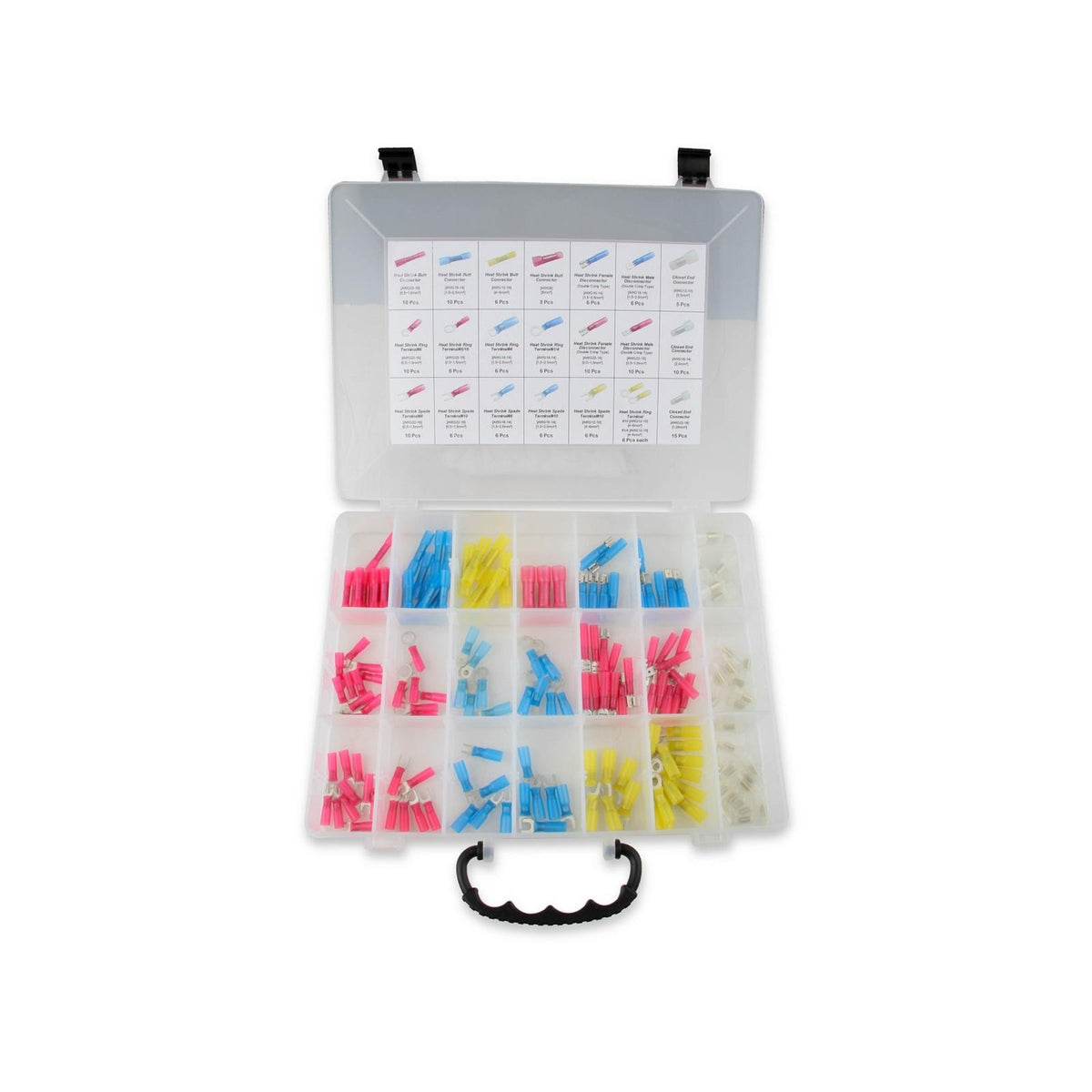 MSD Heat Shrink Terminal Kit 165 Piece Heat Shrink Terminal And Closed End Connector Kit, Spade, Butt, And Ring Terminals With 3:1 Heat Shrink MSD Ignition