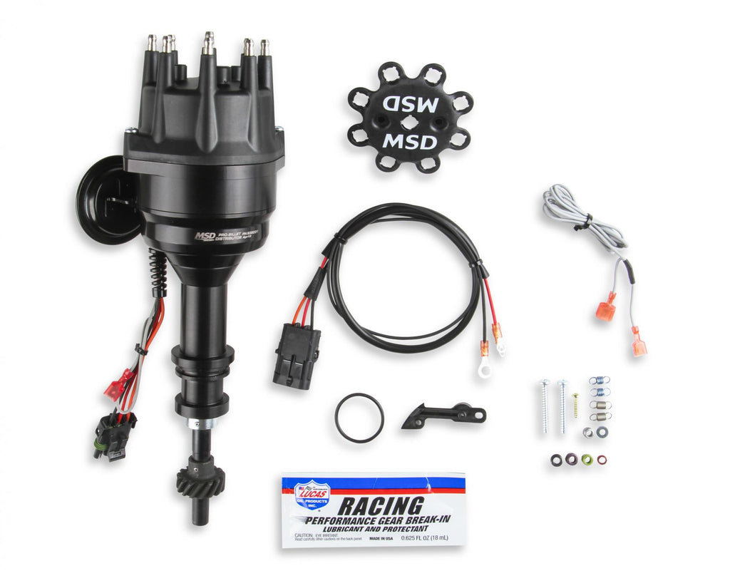 MSD Black Distributor, Ford, 351C-460, Ready-To-Run, Steel Gear MSD'S Black Distributor With Small Diameter Cap And Ready To Run W/Vacuum Advance And Steel Gear, No Ignition Box Needed MSD Ignition