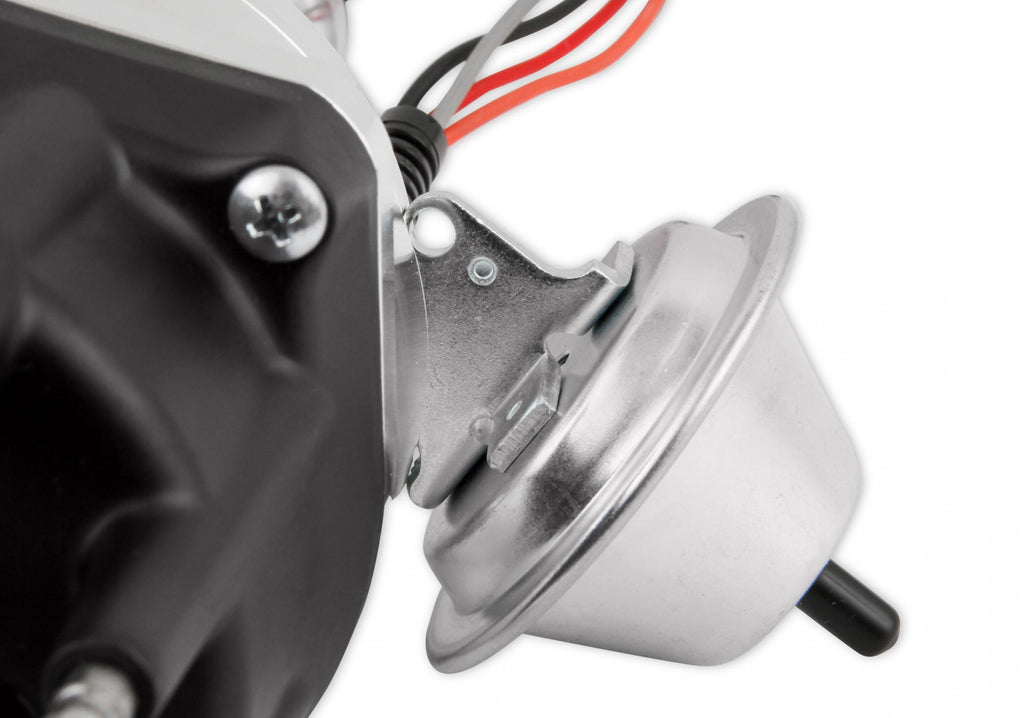 Distributor, Ford 289/302, Ready-To-Run, Black Cap, Steel Gear MSD'S Pro-Billet Distributor With Small Diameter Black Cap And Ready To Run W/Vacuum Advance And Steel Gear, No Ignition Box Needed MSD Ignition