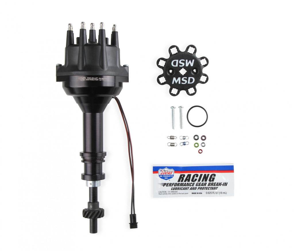 MSD Black Distributor Ford 351C-460 Pro Billet, Small Cap Steel Gear Pro-Billet Small Diameter Distributor Black Housing And Cap With Steel Gear MSD Ignition