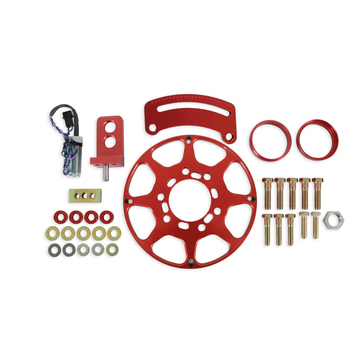 MSD Crank Trigger Wheel Kit Flying Magnet Chrysler B/Rb 7.25 In. Big Block Chrysler Use With MSD 6/7/8 Series Ignition Red MSD Ignition