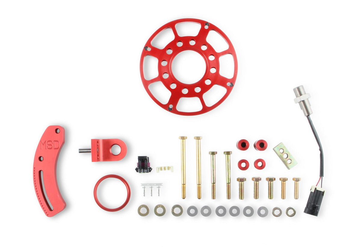MSD Crank Trigger Wheel Kit Flying Magnet Hall Effect Sbf Windsor 289/302/351W 6.562 In. Crank Trigger Wheel And Hall-Effect Crank Sensor MSD Ignition