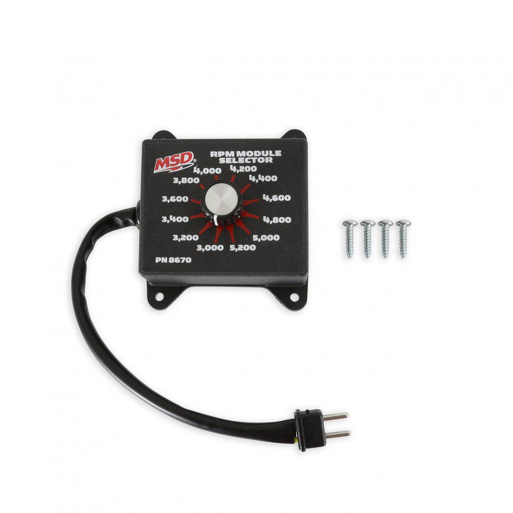 Selector Switch, 3.0K-5.2K The Rpm Module Selector Plugs Directly Into The Rpm Module Socket On All MSD Soft Touch Rev Controls And Accessories That Use Plug-In Modules MSD Ignition