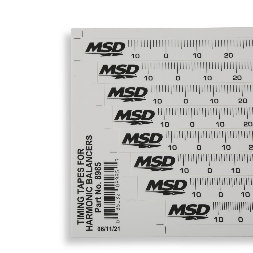 MSD Timing Tape Harmonic Balancer 5.25 Inch To 8.00 Set Of 8 Multiple Sizes 1 Degree Increments From 14 Degrees Atdc 64 Degrees Btdc MSD Ignition