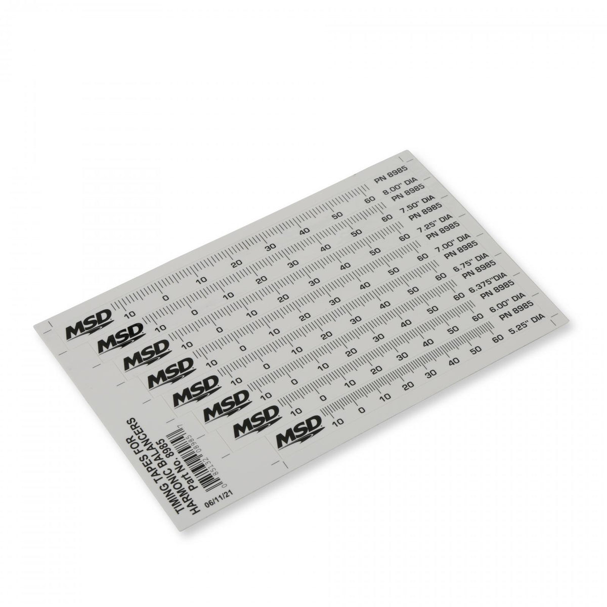 MSD Timing Tape Harmonic Balancer 5.25 Inch To 8.00 Set Of 8 Multiple Sizes 1 Degree Increments From 14 Degrees Atdc 64 Degrees Btdc MSD Ignition