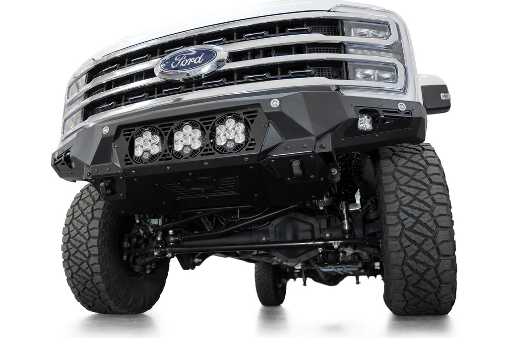 2023-2025 Ford Super Duty F-250 F-350 Bomber Front Bumper Recessed Mounts for 3 Baja Designs LP6 Lights in Center Addictive Desert Designs
