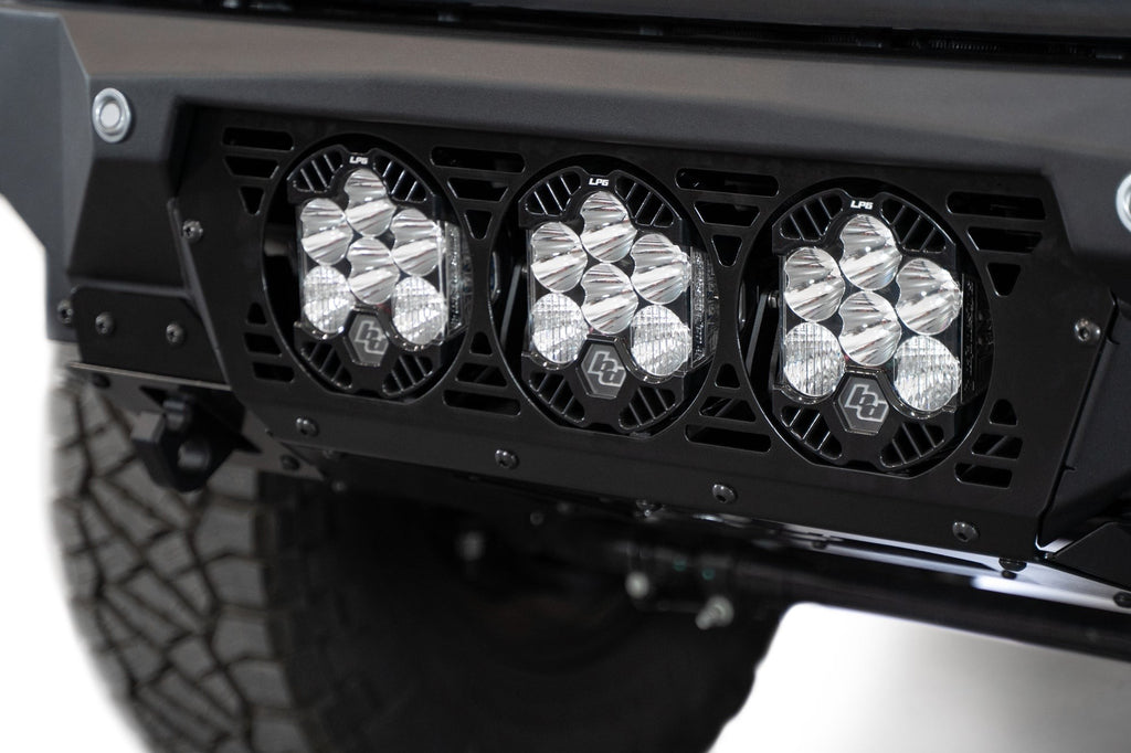 2023-2025 Ford Super Duty F-250 F-350 Bomber Front Bumper Recessed Mounts for 3 Baja Designs LP6 Lights in Center Addictive Desert Designs