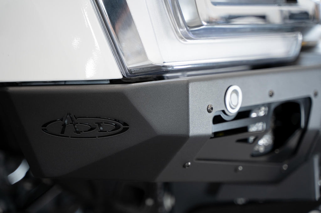 2023-2025 Ford Super Duty F-250 F-350 Bomber Front Bumper Recessed Mounts for 3 Baja Designs LP6 Lights in Center Addictive Desert Designs